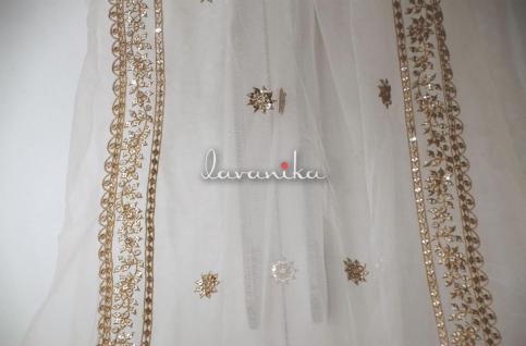 Sequin work ,Zari work embroidery on Dyeable Net Fabric DnoRK1583RFD with scalloped edges